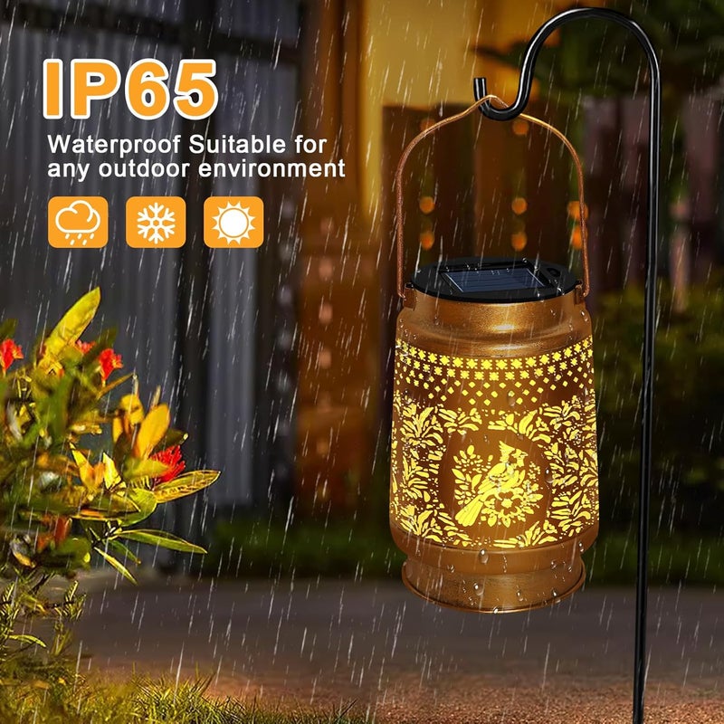 ostritec Christmas Gifts Cardinal Solar Lanterns Outdoor Waterproof Hanging Solar Lights, Cardinal Garden Decor Birthday Gifts for Women Mom, Hanging Metal Garden Lights for Yard Patio Lawn Landscape - Image 3